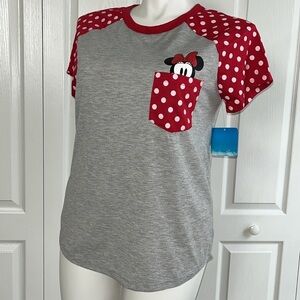 Disney Minnie Mouse "Peek-a Boo" Pocket Tshirt Size XL Juniors